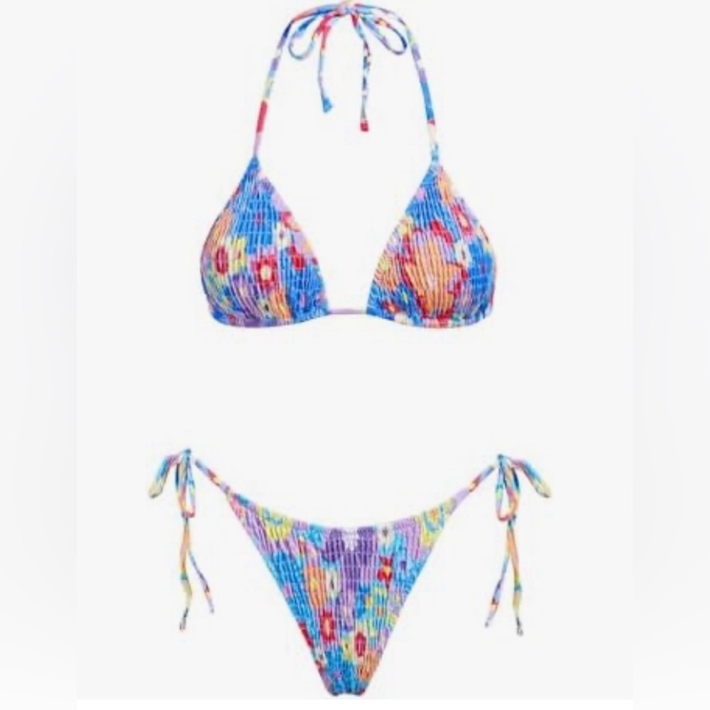 VOLAFA Women's Triangle Bikini String Swimsuit Set Floral